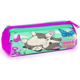 Coral High Üç Bölmeli Kalem Kutusu Su Yeşili Pembe Kedi Desenli 22007