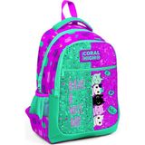 Coral High Üç Bölmeli Pembe-Su Yeşili Okul Çantası Canlı Renkler ve Kullanışlı Tasarım 31x42x17 Cm
