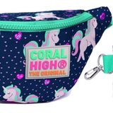 Coral High Unicorn Baskili Bel Cantasi Seti - Pembe/Yesil