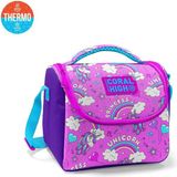 Coral High Unicorn Desenli Mor Açık Pembe Beslenme Çantası 5 Litre Kapasiteli Polyester