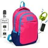 Coral High Usb ve Aux Çıkışlı Kız Pembe Lacivert İlk ve Ortaokul Sırt Çantası