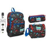 Coral High USB ve Aux Çıkışlı Okul Çanta Seti Erkek Çocuk Uzay ve Gezegenler - Renkli Okul Çanta