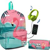Coral High Yeşil Flamingo Desenli Okul ve Günlük Çanta Seti