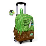 Coral High Yeşil Kahverengi High Craft Desenli Çekçekli Okul Çantası 23976