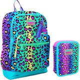 Coral High Yeşil Mor Leopar Kız Çocuk Okul Çantası ve Organizer Kalemlik Seti 23769 11143 - Mor - Yeşil