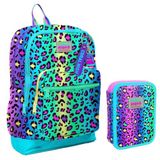 Coral High Yeşil Mor Leopar Kız Çocuk Okul Çantası Ve Organizer Kalemlik Seti 23769 11143
