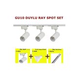 Coral Light Mini Ray Spot 3'lü Set Gu-10 Duylu ( 3 Spot Lamba 1 Mt Ray 3 Gu10 Led Ampul Sarı Işık ) Beyaz Kasa