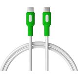 Coral Type C-C Power Delivery Hızlı Şarj Kablosu, Beyaz Kablo, Beyaz/yeşil Uçlar (150 Cm) - Çok Renkli