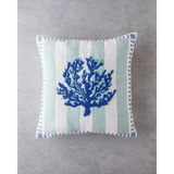 Corallo Punch Nakışlı Kırlent Kılıfı 45X45 cm Mavi - Yeşil - 45 x 45