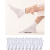 Çorap Çekmecesi Kısa Konç Kolej Çorap Modeli Unisex 10'lu Beyaz - Yeşil - 36 - 40