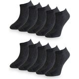 Çorap Çekmecesi Unisex Pamuklu Kısa Çorap 10'lu - 40 - 45 - Koyu Gri