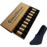 Çorap Diyarı Premium 9'lu Dikişsiz Burunlu Kaydırmaz Silikon Topuklu Bambu Babet Çorap - Lacivert - 40 - 45