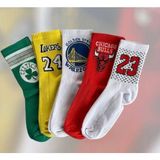 Çorap Dünyam 5'li Seri Basketbol Takim Temali Neşeli Kolej Tenis Çorap - Renkli - 36 - 44