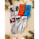 Çorap Dünyam 7’li Karakterli Kuromi Hello Kitty Neşeli Kolej Tenis Çorap - Renkli - 36 - 41