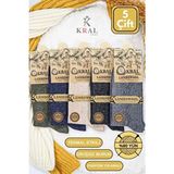 Çorap Erkek Kışlık (5 Çift) Lambswool Yün Çorap Termal Etkili - Siyah
