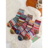 Çorap Kurdu 5'li Kışlık Kalın Unisex Soket Çorap Set Renkli Desenli Pamuk İpliği ile Sıcak Tutar - 36 - 44 - Karışık