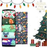 Çorap Kurdu 5’Li Yılbaşı Christmas Desenli Hediyelik Kutulu Unısex Soket Çorap Set - 36 - 42 - Renkli