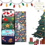 Çorap Kurdu 5’Li Yılbaşı Christmas Desenli Hediyelik Kutulu Unısex Soket Çorap Set - 36 - 44 - Renkli