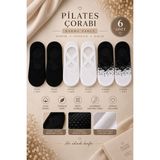 Çorap Vitrini Dengede Kal, Konforu Hisset: 6'lı Kaydırmaz Silikon Tabanlı Pilates ve Yoga Çorabı Karma Paketi - Siyah - Beyaz - 36 - 42