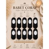 Çorap Vitrini Premium 10'lu Paket Siyah Babet Çorap Seti - Kaymaz Jel Tabanlı, Yüksek Pamuklu ve Nefes Alabilir Comfort Serisi - 37 - 43