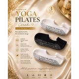 Çorap Vitrini Premium 3'lü Paket Siyah & Beyaz Yoga Pilates Çorabı Seti - Kaymaz Taban Reformer ve Ev Patik Çorabı - 36,5 - 41 - Siyah - Beyaz