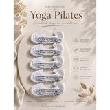 Çorap Vitrini Premium 5'li Paket Beyaz Yoga Pilates Çorabı Seti - Gri Yazılı Kaydırmaz Taban Reformer Spor Çorabı - 36,5 - 41