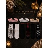 Çorap Vitrini Zarafetin En Ince Hali: 6 Çift Karma Set - Silikon Kaymaz Tabanlı Uzun ve Babet Pilates/yoga Çorabı Paketi - 36,5 - 41