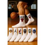 çorapdunyam 7’li Seri Basketbol Temalı Kolej Tenis Çorap Beyaz Renk Cinsiyet: Unisex Türkiye Menşeli - 36 - 40