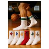 çorapdunyam 7’li Seri Basketbol Temali Kolej Tenis Yıkamali Çorap(Çekme Yapmaz)