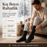 Çoraplar Burada Erkek Siyah Kışlık Termal Havlu Çorap 12'li | Dikişsiz Esnek, Sıcak Tutan, Güçlü Topuk Burun - 39 - 44 - 000White