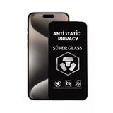 Corcishop Apple İphone 15 Pro Max Tam Kaplayan Anti Statik Hayalet Süper Cam Ekran Koruyucu