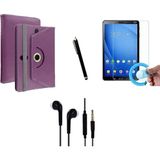 Corcishop Casper Vıa S8 Uyumlu Set Universal Tablet Kılıfı Nano Ekran Koruyucu+Kalem Kulaklık - Mor