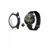 Corcishop Huawei Watch Gt4 41Mm İle Uyumlu Kordon (18Mm Pimli) Mıknatıslı Metal Hasır Kordon + Kasa Koruyucu