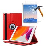 Corcishop Ipad 6 Nesil - 9.7 2018 Kılıf A1893 A1954 360° Dönerli Tablet Kılıfı + Ekran Koruyucu - Kırmızı