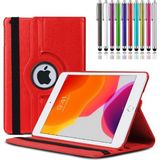 Corcishop Ipad 6 Nesil - 9.7 2018 Kılıf A1893 A1954 Uyumlu 360° Dönerli Tablet Kılıfı + Kalem - Kırmızı