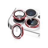 Corcishop İphone 15 Pro Max / İphone 15 Pro Kırmızı Taşlı Kamera Lens Koruyucu, Çiziğe Ve Darbeye Dayanıklı