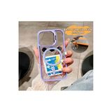 Corcishop İphone 15 Pro Max Kılıf Magsafe Krom Mika Kapak Renkli Silikon +Lens Koruyucu Cam Set Kamera Standlı