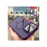 Corcishop İphone 15 Pro Max Uyumlu Açılır Kamera Stand Magsafe Manyetik Mat Renkli Şeffaf + Lens Koruyucu Set