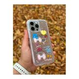 Corcishop İphone 15 Pro Max Uyumlu Kılıf 3D Kabartmalı Emoji Kalp Kelebek Rıch Gırl Yazılı Cool Kreasyon Case