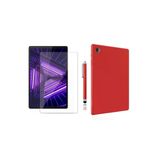 Corcishop Lenovo Tab M10 Hd Uyumlu Tb-X306f Za6w0026tr Kırmızı Silikon Tablet Kılıfı + Kırılmaz Cam+Kalem