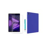 Corcishop Lenovo Tab M10 Hd Uyumlu Tb-X306f Za6w0026tr Mavi Silikon Tablet Kılıfı + Kırılmaz Cam+Kalem