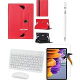 Corcishop Lenovo Tab M8 Hd (2.nesil) TB-8505F Uyumlu 4in1 Set Klavye Mouse Kılıf Kalem Ekran Koruyucu - Kırmızı
