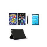 Corcishop Lenovo Tab M8 Tb-8505F Tb-8505X Tb-8505I 8.0 Inch Kabartma Resimli Kılıf + Ekran Koruyucu + Kalem