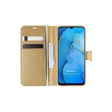 Corcishop Oppo Reno 3 Kılıf Standlı Kapaklı Korumalı Gold