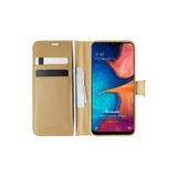 Corcishop Samsung Galaxy A20s Kılıf Standlı Kapaklı Korumalı Gold
