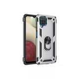 Corcishop Samsung Galaxy M12 Kılıf Sofya Yüzüklü Armour Silikon Kapak - Gümüş