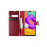 Corcishop Samsung Galaxy M22 Ile Uyumlu Kılıf Delux Leather Wallet Kırmızı