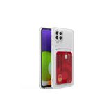 Corcishop Samsung Galaxy M22 Kılıf Kartlıklı Cüzdanlı Kamera Korumalı Şeffaf Renksiz Esnek Silikon Kapak