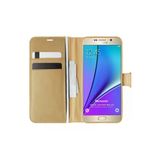 Corcishop Samsung Galaxy Note 5 Ile Uyumlu Kılıf Standlı Kapaklı Korumalı Gold
