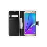 Corcishop Samsung Galaxy Note 5 Kılıf Standlı Kapaklı Korumalı Siyah